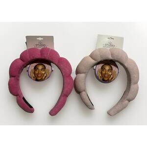 Studio Selection Spa Headband Set Pink & Light Pink Plush Skincare Headband NEW